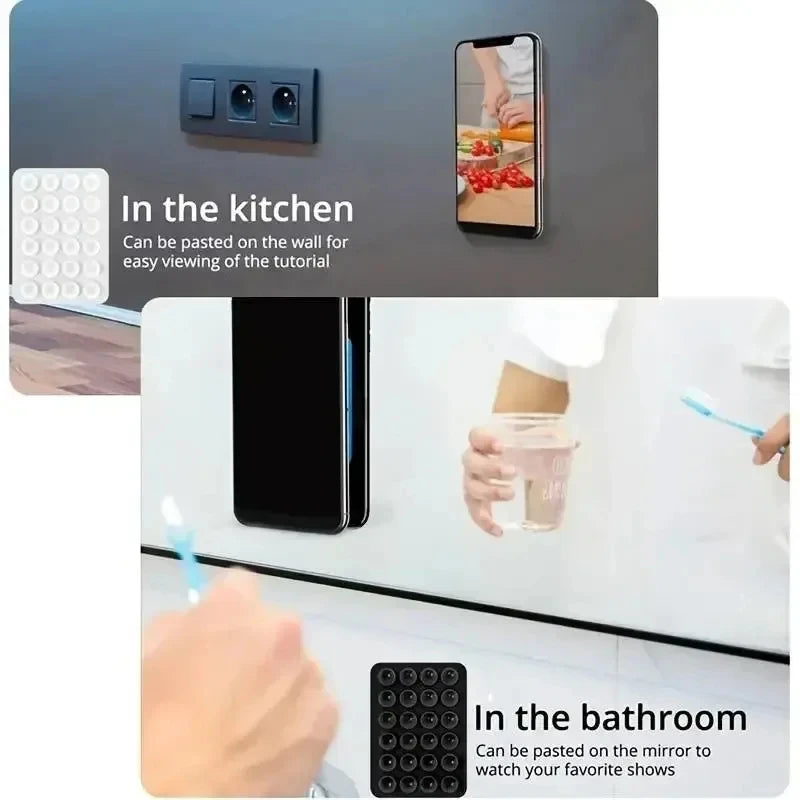 Multifunctional Silicone Suction Phone Holder Mat Square Anti-Slip Wall Stand Single-Sided Case Mount Back Sticker