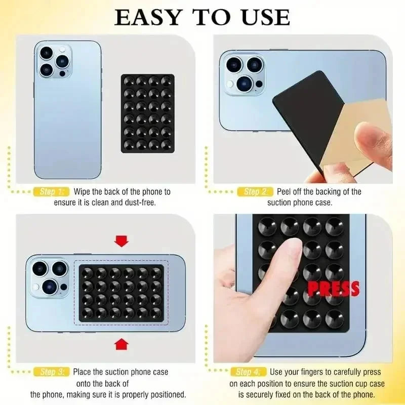 Multifunctional Silicone Suction Phone Holder Mat Square Anti-Slip Wall Stand Single-Sided Case Mount Back Sticker