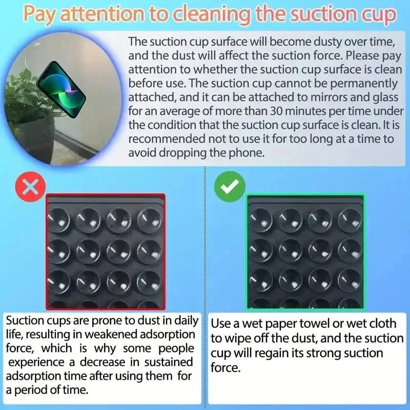 Multifunctional Silicone Suction Phone Holder Mat Square Anti-Slip Wall Stand Single-Sided Case Mount Back Sticker