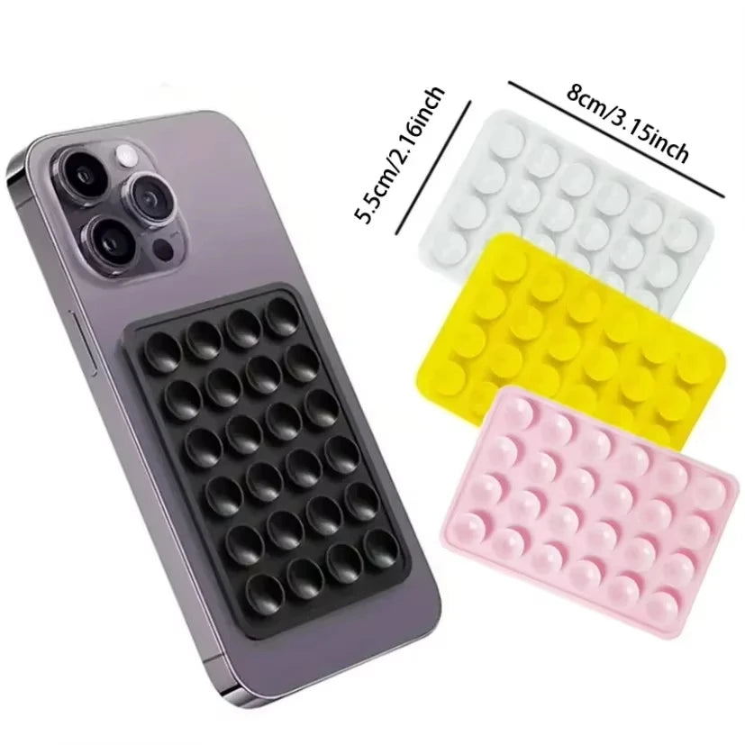Multifunctional Silicone Suction Phone Holder Mat Square Anti-Slip Wall Stand Single-Sided Case Mount Back Sticker