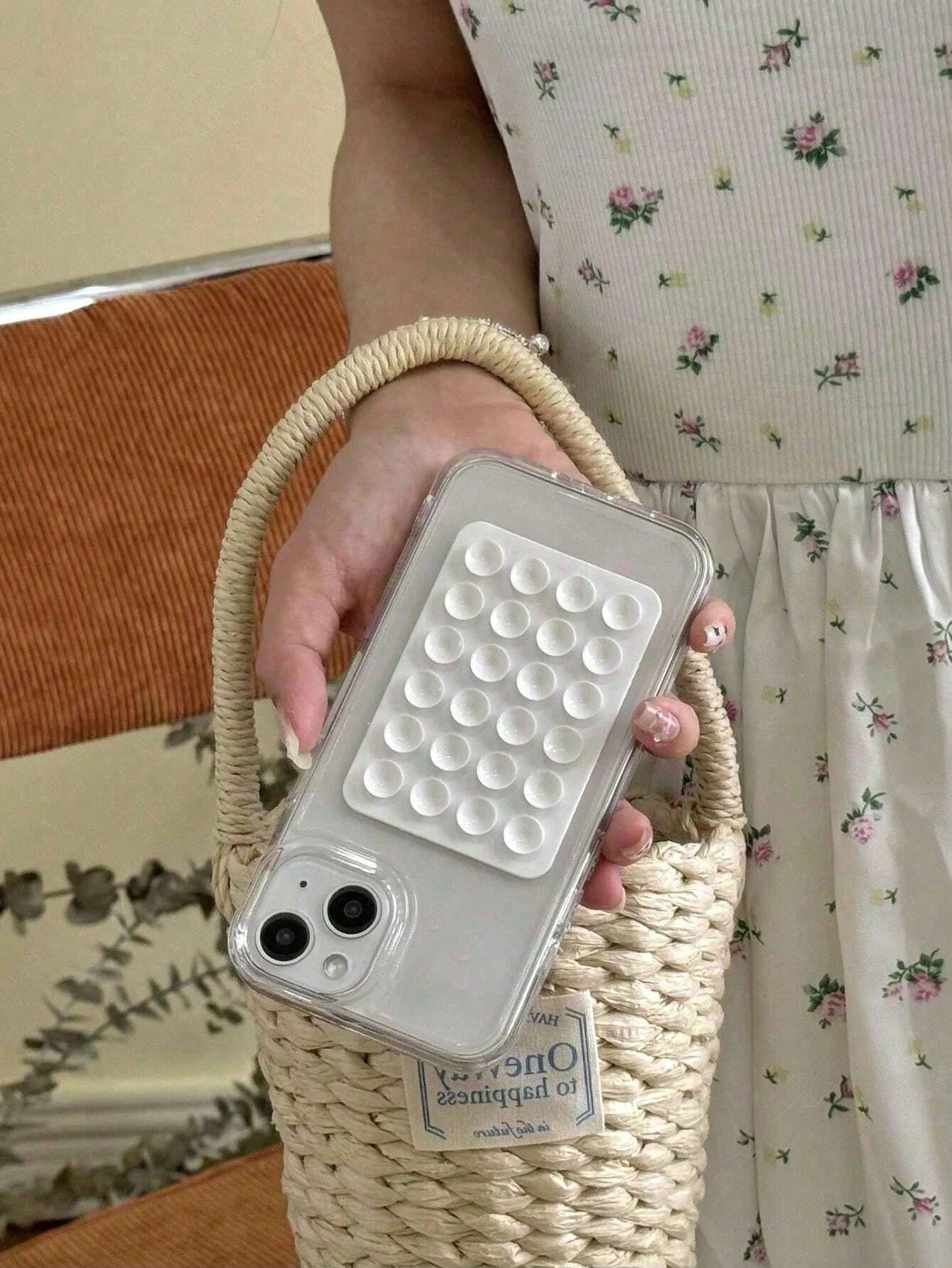 Multifunctional Silicone Suction Phone Holder Mat Square Anti-Slip Wall Stand Single-Sided Case Mount Back Sticker