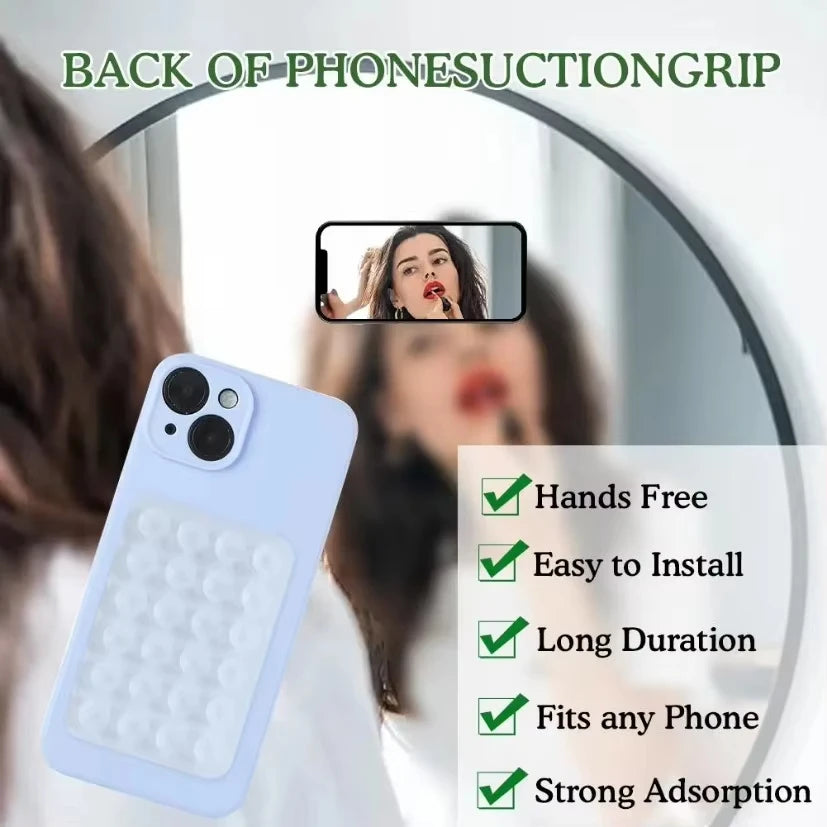 Multifunctional Silicone Suction Phone Holder Mat Square Anti-Slip Wall Stand Single-Sided Case Mount Back Sticker